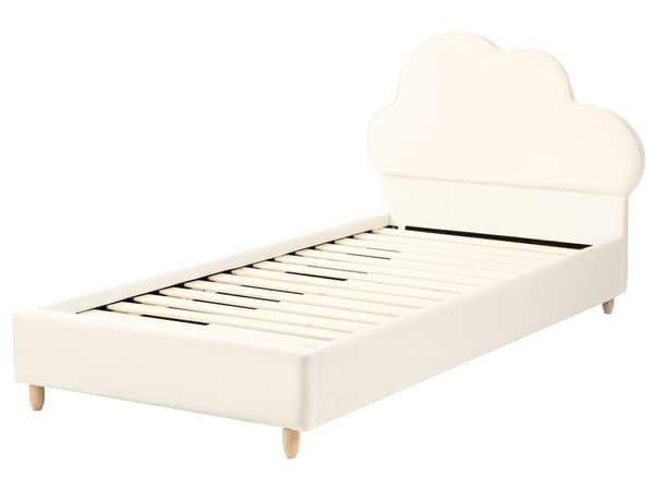 Seng Lys Beige Fløyel Polstret Ramme Nakkestøtte 90 x 200 cm Enkeltseng Soverom Barnerom Moderne Tradisjonell