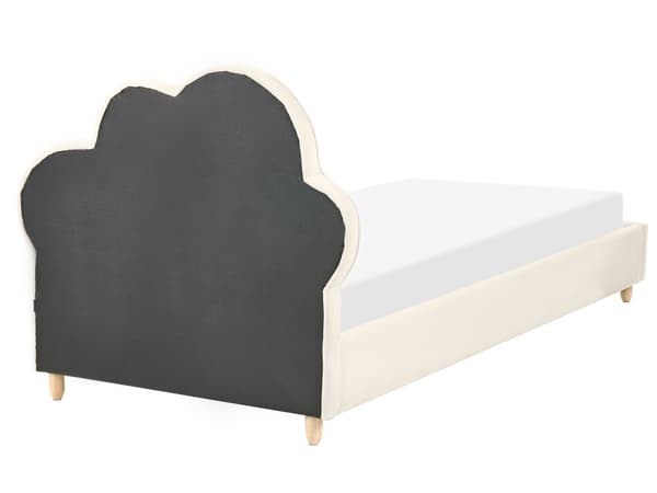 Seng Lys Beige Fløyel Polstret Ramme Nakkestøtte 90 x 200 cm Enkeltseng Soverom Barnerom Moderne Tradisjonell