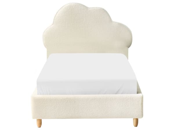 Seng Off-White Boucle Polstret Ramme Nakkestøtte 90 x 200 cm Enkeltseng Soverom Barnerom Moderne Tradisjonell