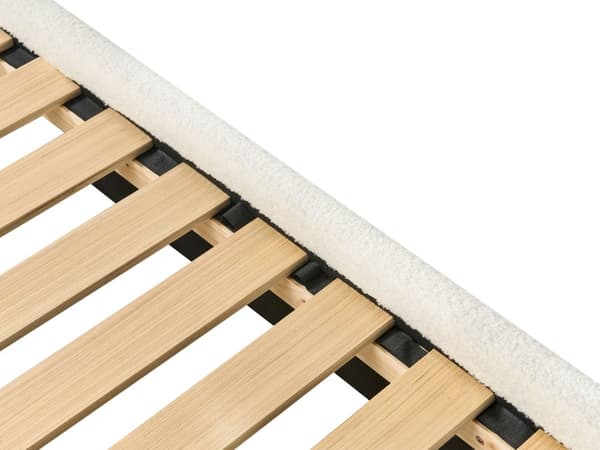Seng Off-White Boucle Polstret Ramme Nakkestøtte 90 x 200 cm Enkeltseng Soverom Barnerom Moderne Tradisjonell