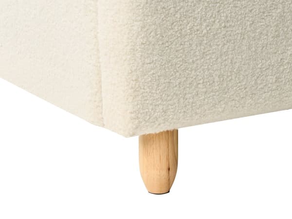 Seng Off-White Boucle Polstret Ramme Nakkestøtte 90 x 200 cm Enkeltseng Soverom Barnerom Moderne Tradisjonell