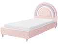 Miniatyrbilde 1 av 11: Seng Rosa Fløyel Polstret Ramme Nakkestøtte 90 x 200 m Enkeltseng Soverom Barnerom Moderne Tradisjonell