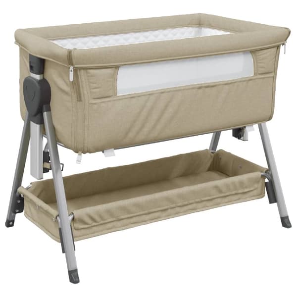 Babysäng med madrass taupe linnetyg