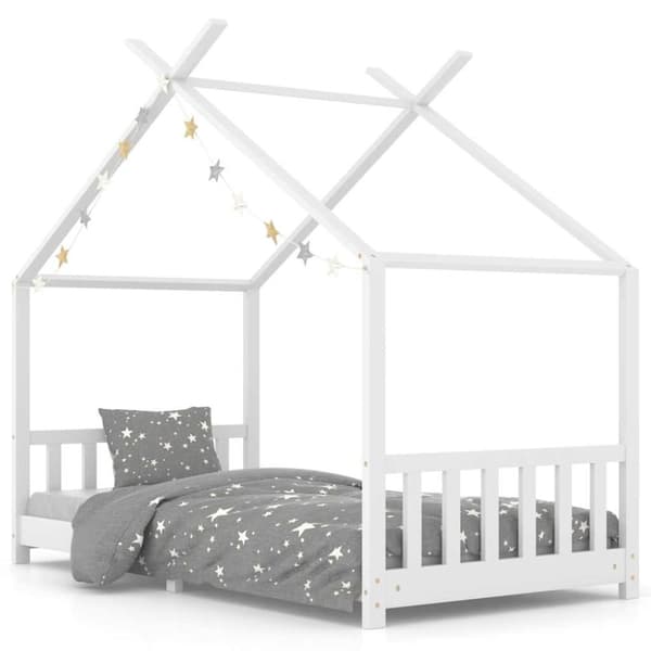 Barnsäng vit massiv furu 90x200 cm