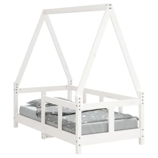 Sängram för barnsäng vit 70x140 cm massiv furu