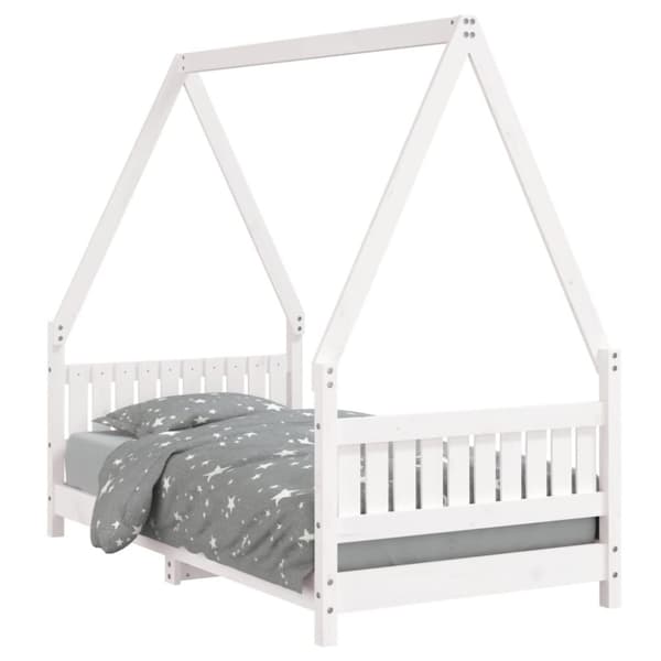 Sängram för barnsäng vit 80x160 cm massiv furu