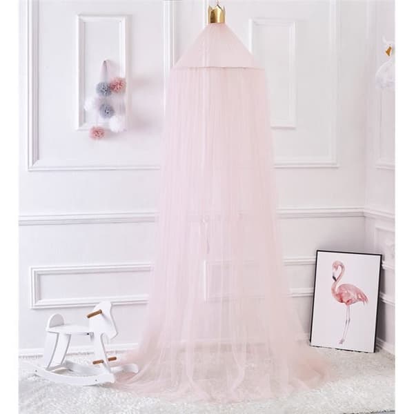 Barnsängstält Baldaquin, Barnsängs dôme-tält 240cm, Mousseline Sänggardin, Dekoration för sovrum - Rosa