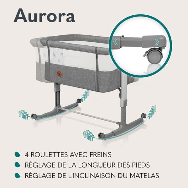 Lit's baby cododo LIONELO Aurora 3 i 1 - Höjd- och lutningsjustering - Upp till 9 kg - Mörkgrå