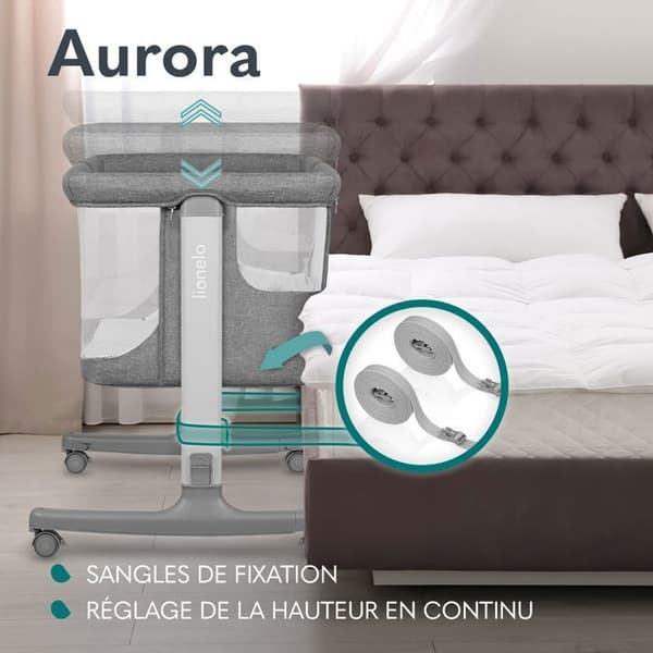 Lit's baby cododo LIONELO Aurora 3 i 1 - Höjd- och lutningsjustering - Upp till 9 kg - Mörkgrå