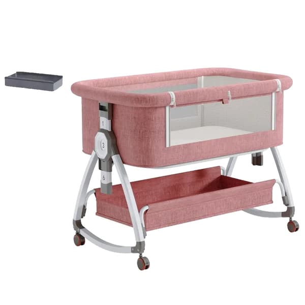 Spjälsäng, Justerbar Höjd, Myggnät,Spjälsäng ROSA