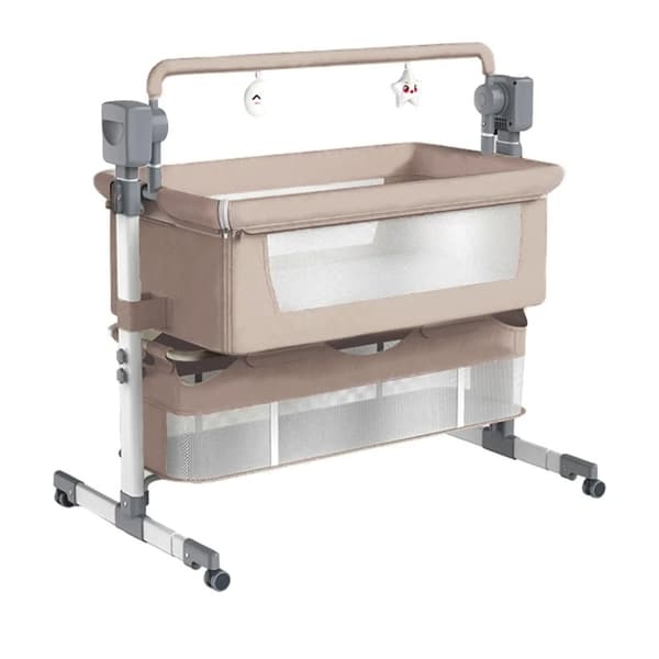 Baby Crib, Flytbar Rede Design, Blid Vuggefunktion,BJJ-601-BEIGE