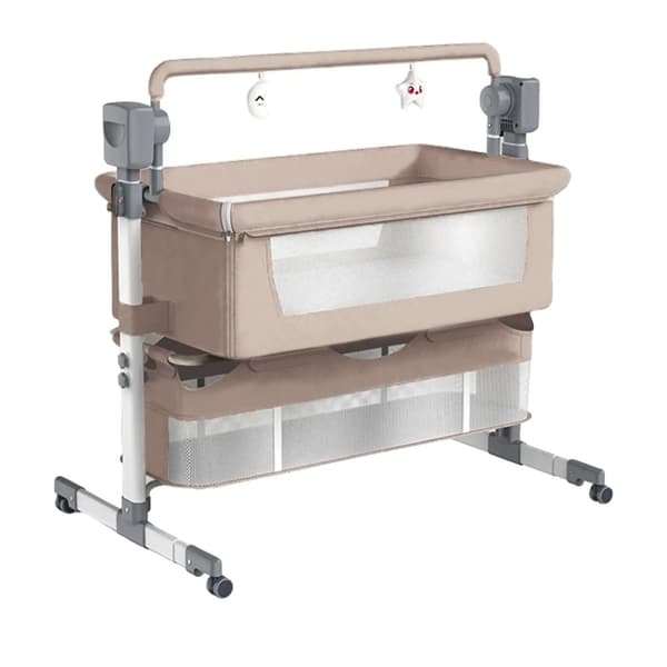 Baby Crib, Flytbar Rede Design, Blid Vuggefunktion,BJJ-601-BEIGE