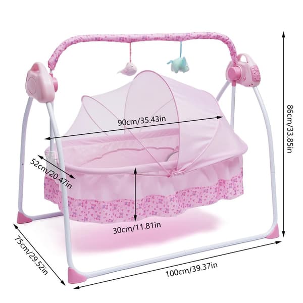 Elektrisk Spjälsäng, 5 Hastighetsinställningar, Belastningskapacitet 0-25 kg,Rosa