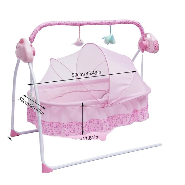 Elektrisk Spjälsäng, 5 Hastighetsinställningar, Belastningskapacitet 0-25 kg,Rosa
