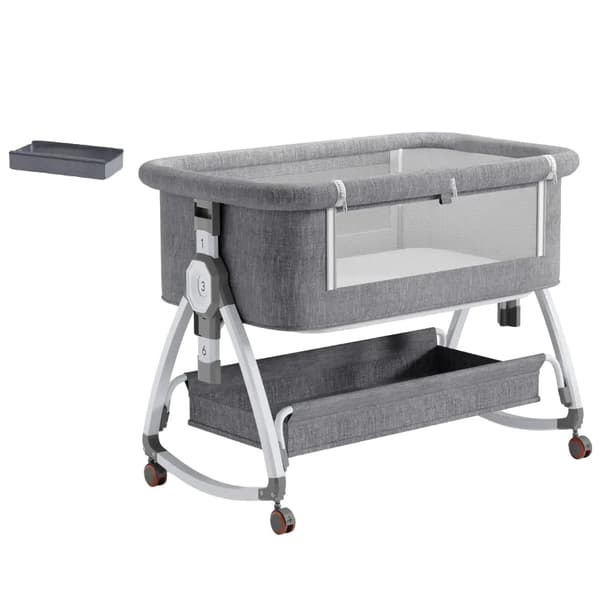 Baby Crib, Alsidig 3-i-1 Design, Behagelig Soveoverflade,Babyseng grå