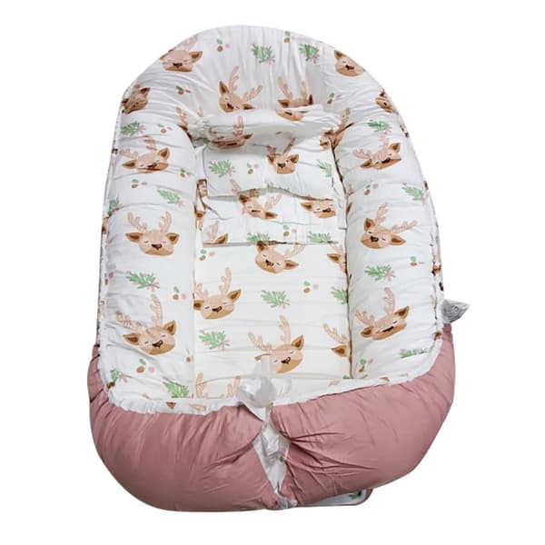 Bærbar Babyvugge, Åndbart Mesh Design, Sammenklappelig Rejsebassinett,HVID