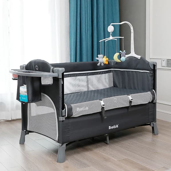 Sammenklappelig Babykurv, Flere Funktioner, Pladsbesparende Design,Grå