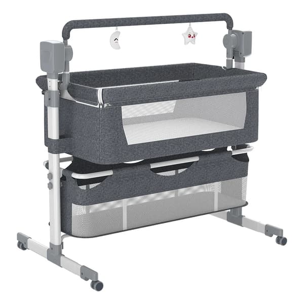 Baby seng, flytbar bærbar design, myggenet inkluderet., BJJ-601-GREY