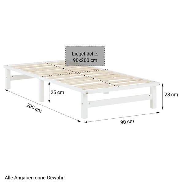 Palletrammeseng, Home, 90x200 cm, Hvid