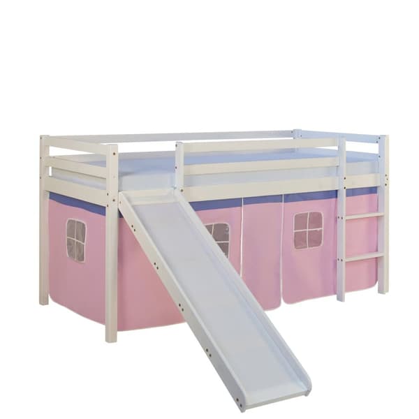 Loftseng, 90x200 cm, Hvid og Pink