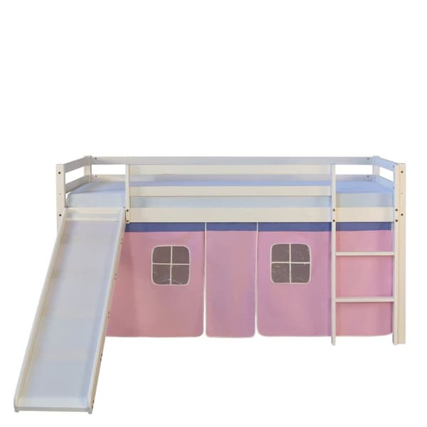 Loftseng, 90x200 cm, Hvid og Pink