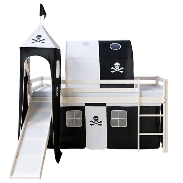 Loft Seng, 207.5x228x219.5 cm, Sort og Hvid
