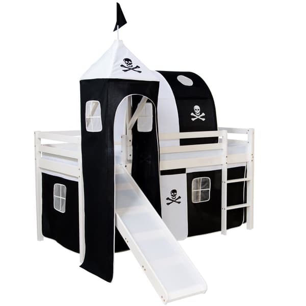 Loft Seng, 207.5x228x219.5 cm, Sort og Hvid