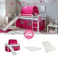 Pikkukuva 1 / 11: Loft-sänky patjalla, 207,5x110x219,5 cm, Valkoinen ja Pinkki
