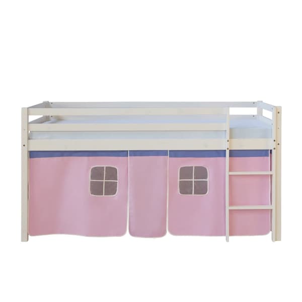 Loft Seng, 90x200 cm, Hvid og Pink