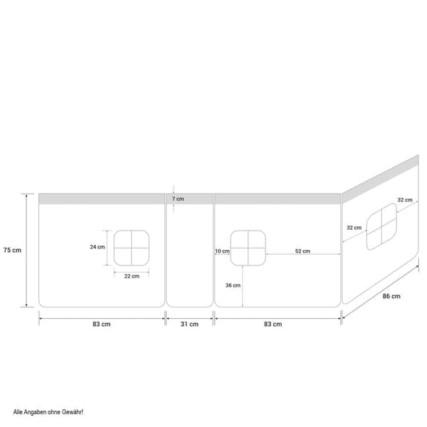 Seng Gardin, 90x200x70 cm, Sort