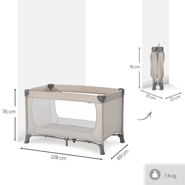 Dream n Play resesäng - HAUCK - beige - 60 x 120 cm - Madrass ingår - 1 plats - Barn