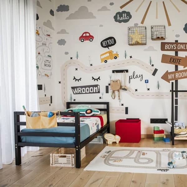 Säng för Pojkar, Säng för Flickor, Montessori Barnmöbler, Låg Barnsäng, Dagbädd för Barn, Barnsäng i Massivt Trä, Montessori Stil Säng