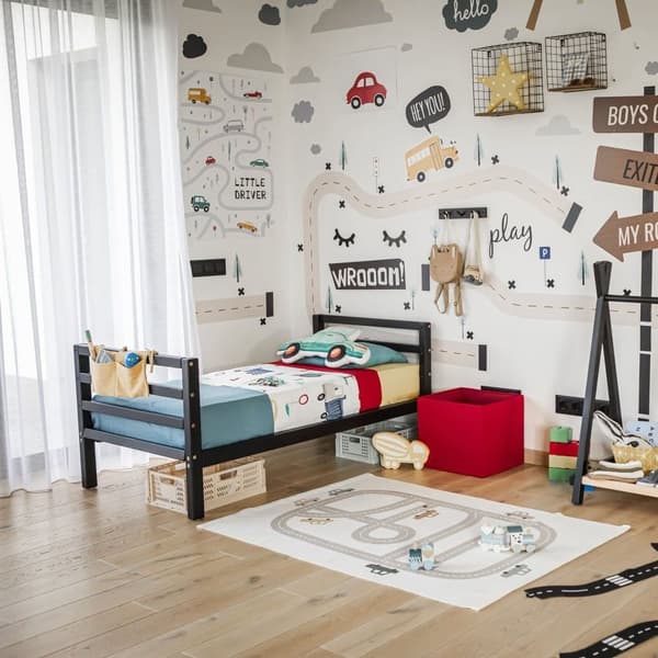 Säng för Pojkar, Säng för Flickor, Montessori Barnmöbler, Låg Barnsäng, Dagbädd för Barn, Barnsäng i Massivt Trä, Montessori Stil Säng