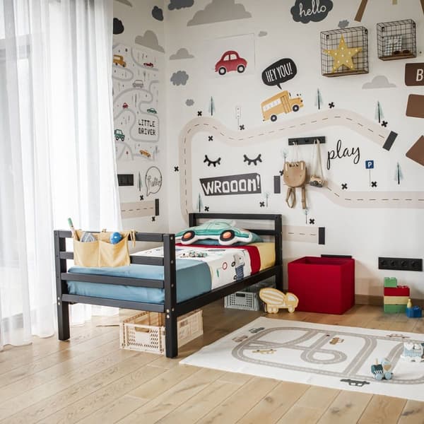Säng för Pojkar, Säng för Flickor, Montessori Barnmöbler, Låg Barnsäng, Dagbädd för Barn, Barnsäng i Massivt Trä, Montessori Stil Säng