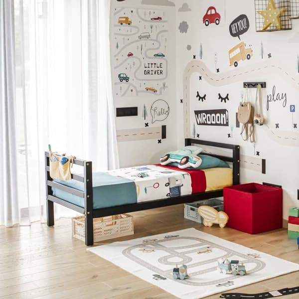 Säng för Pojkar, Säng för Flickor, Montessori Barnmöbler, Låg Barnsäng, Dagbädd för Barn, Barnsäng i Massivt Trä, Montessori Stil Säng