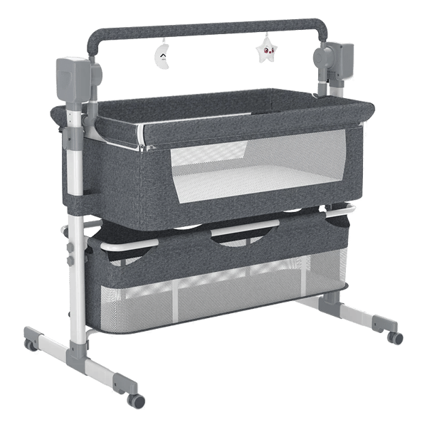 Babyvugge, Vuggemekanisme, Multifunktionel Babycradle, Metalmateriale,GRÅ