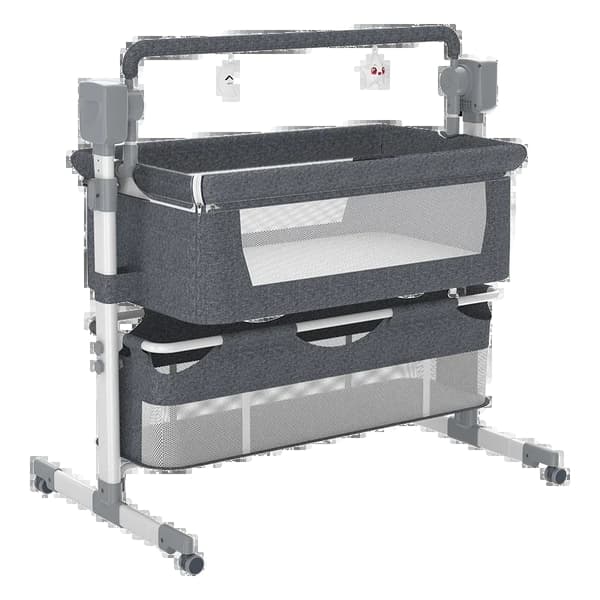 Babyvugge, Vuggemekanisme, Multifunktionel Babycradle, Metalmateriale,GRÅ