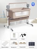 Miniatyrbillede 2 af 2: Babyvugge, Højdejusterbar, Unisex Design, Opbevaringskurv,BJJ-601-BEIGE