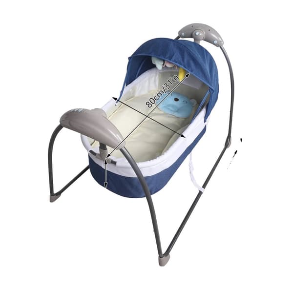 Elektrisk Baby Vugge, Bærbar Design, 3 Svinghastigheder, Fjernbetjening,Blå
