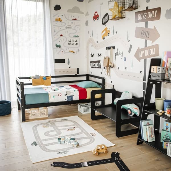 Lasten Sänky - Lastensänky Puusta - Turvakaiteellinen Sänky - Matala Lastensänky - Yhteisnukkumissänky - Montessori Huonekalut - Pojan Sänky