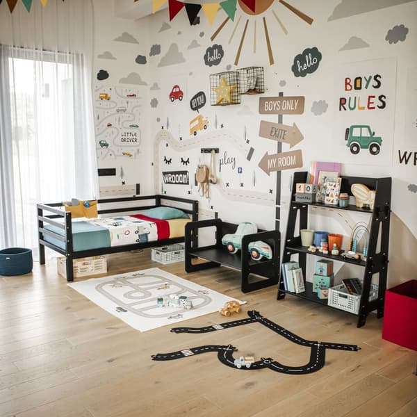 Lasten Sänky - Lastensänky Puusta - Turvakaiteellinen Sänky - Matala Lastensänky - Yhteisnukkumissänky - Montessori Huonekalut - Pojan Sänky