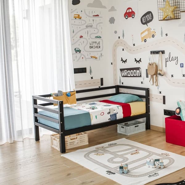 Lasten Sänky - Lastensänky Puusta - Turvakaiteellinen Sänky - Matala Lastensänky - Yhteisnukkumissänky - Montessori Huonekalut - Pojan Sänky