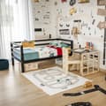Pikkukuva 7 / 11: Lasten Sänky - Lastensänky Puusta - Turvakaiteellinen Sänky - Matala Lastensänky - Yhteisnukkumissänky - Montessori Huonekalut - Pojan Sänky