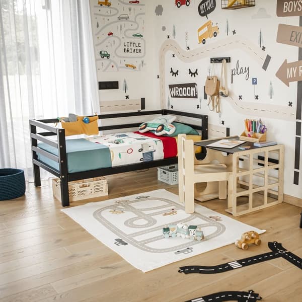 Lasten Sänky - Lastensänky Puusta - Turvakaiteellinen Sänky - Matala Lastensänky - Yhteisnukkumissänky - Montessori Huonekalut - Pojan Sänky
