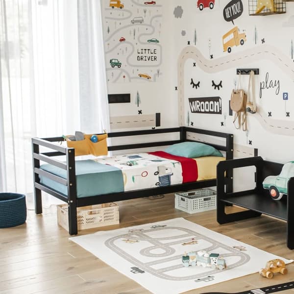 Lasten Sänky - Lastensänky Puusta - Turvakaiteellinen Sänky - Matala Lastensänky - Yhteisnukkumissänky - Montessori Huonekalut - Pojan Sänky