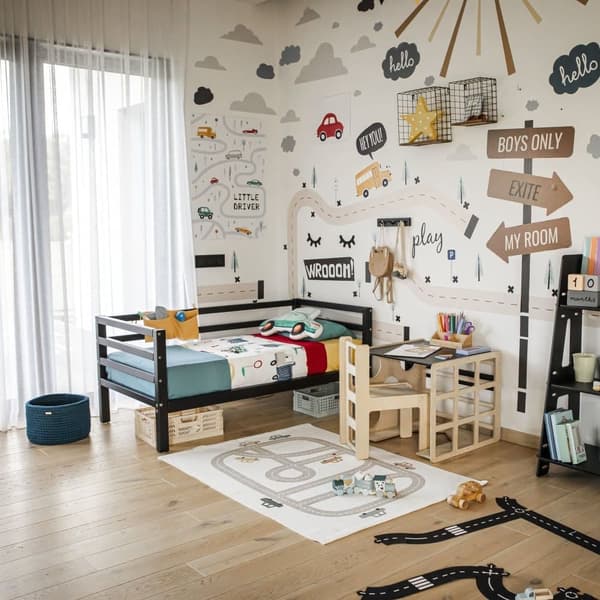 Lasten Sänky - Lastensänky Puusta - Turvakaiteellinen Sänky - Matala Lastensänky - Yhteisnukkumissänky - Montessori Huonekalut - Pojan Sänky