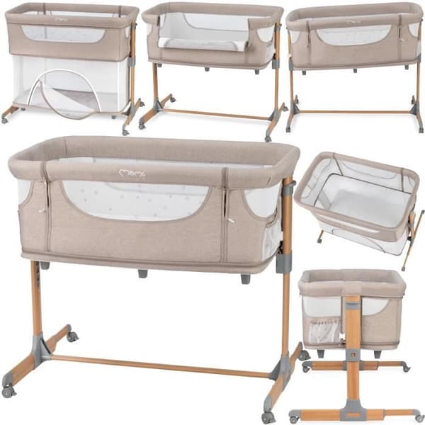 MoMi SMART BED - 4in1 - Samsovsäng, Spjälsäng - multifunktionell - Beige