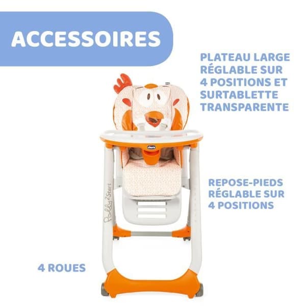 CHICCO High Chair Polly 2 Start - 4 Wheels fancy kyckling