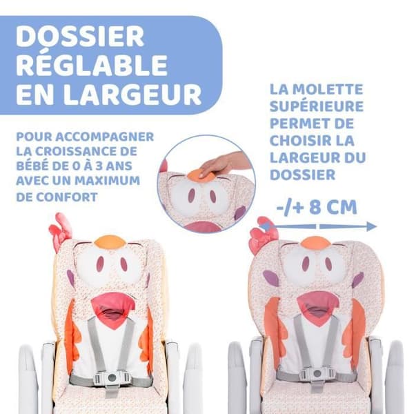 CHICCO High Chair Polly 2 Start - 4 Wheels fancy kyckling