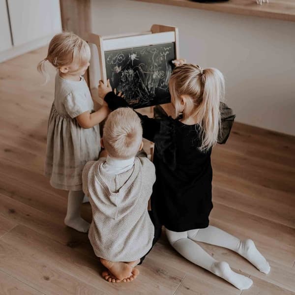 Køkken tårn, Montessori Trin skammel, Køkken skammel, Toddler skammel, Børne skammel med kridttavle, Montessori møbel Køkkenstol læringsstol